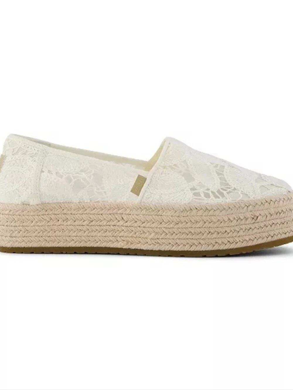Flats  TOMSWomen's Valencia Cream Lace Espadrille Platform Slip-On